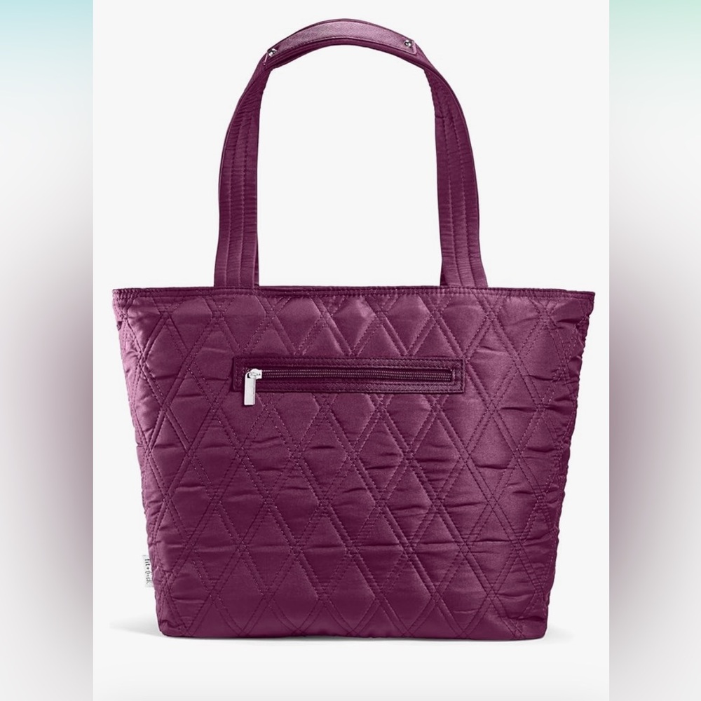 Fit + Fresh Quilted Tote Bag 2-in-1 Purple Travel Bag with Thermal Insulation